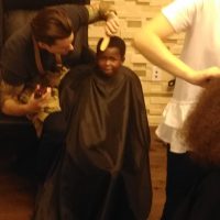 Young boy gets haircut 2018 Back to School Giveaway