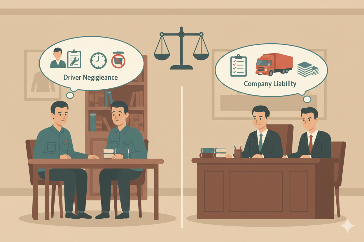 Truck Accident Liability Company vs Driver