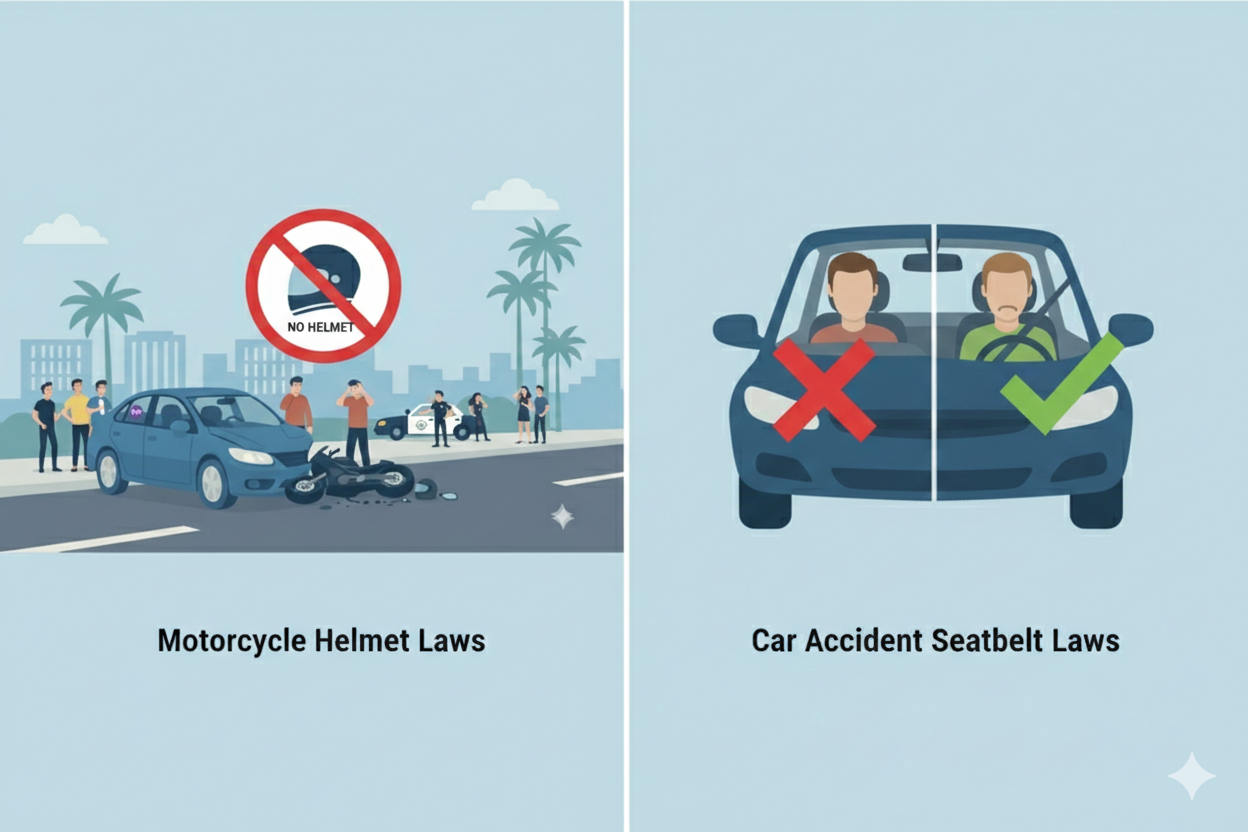 Motorcycle Helmet Laws and Car Accident Seatbelt Laws