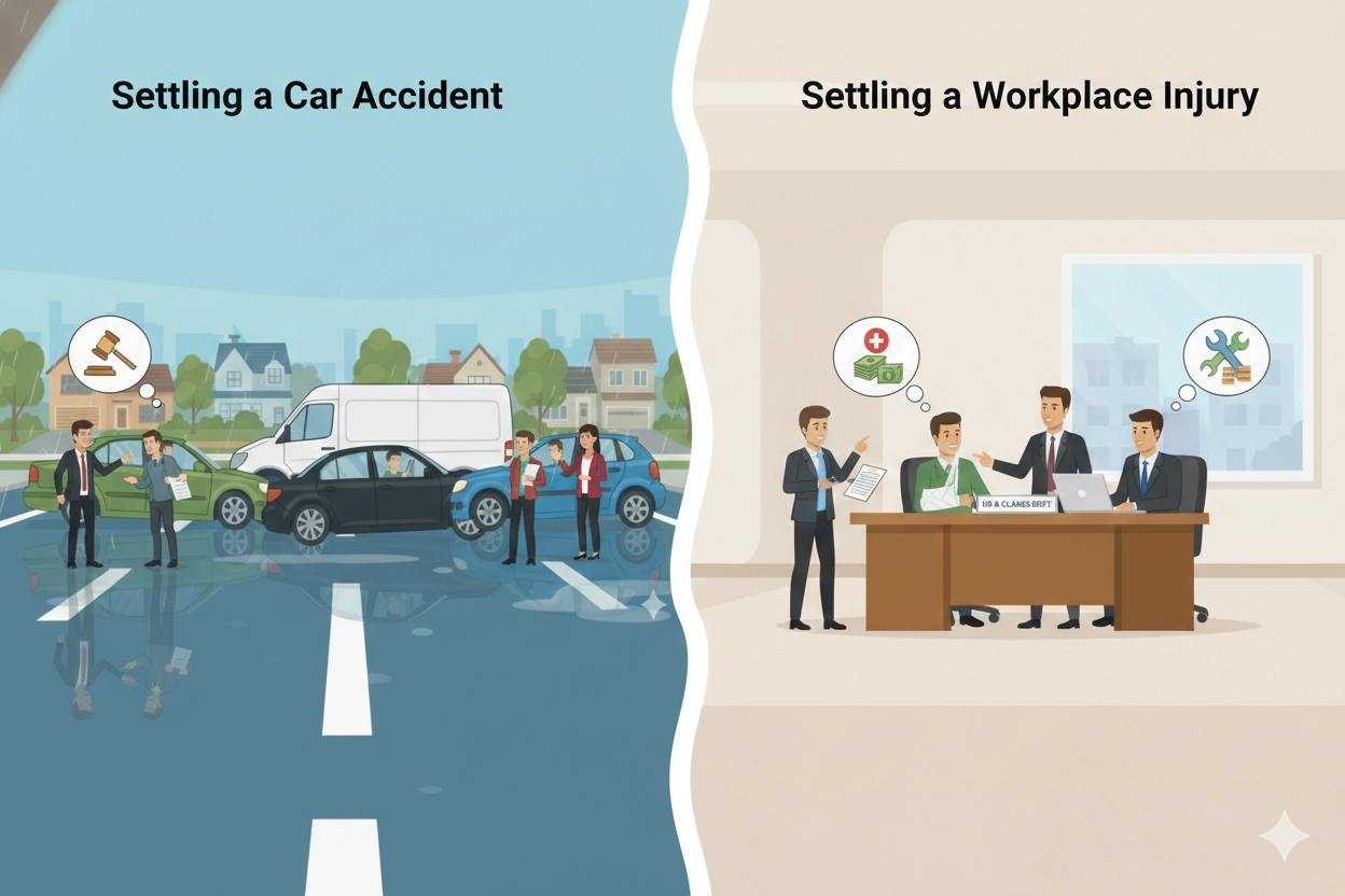 Settling a Car Accident vs. Settling a Workplace Injury